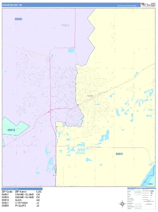 Grand Island, NE ColorCast style ZIP Code wall map