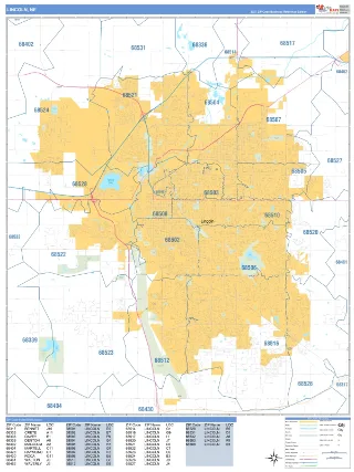 Lincoln, NE Business Reference style ZIP Code wall map