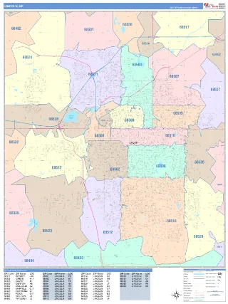 Lincoln, NE ColorCast style ZIP Code wall map