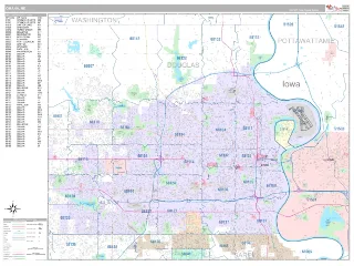 Omaha, NE Classic style ZIP Code wall map