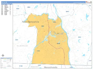 Nashua, NH Business Reference style ZIP Code wall map