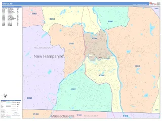 Nashua, NH ColorCast style ZIP Code wall map