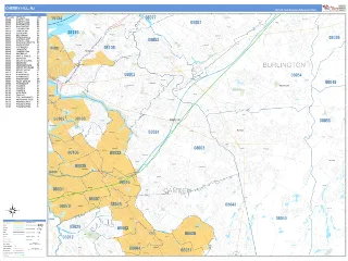 Cherry Hill, NJ Business Reference style ZIP Code wall map