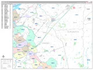 Cherry Hill, NJ Classic style ZIP Code wall map