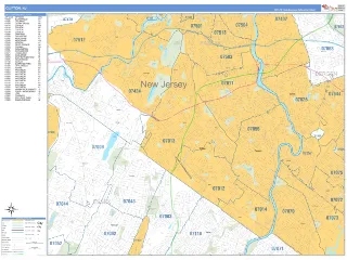 Clifton, NJ Business Reference style ZIP Code wall map
