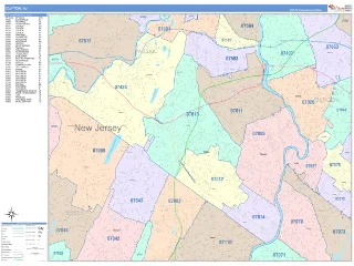Clifton, NJ ColorCast style ZIP Code wall map