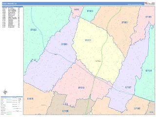 East Orange, NJ ColorCast style ZIP Code wall map