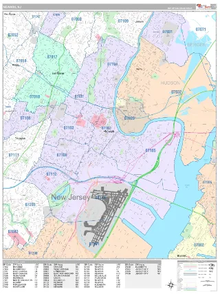 Newark, NJ Classic style ZIP Code wall map