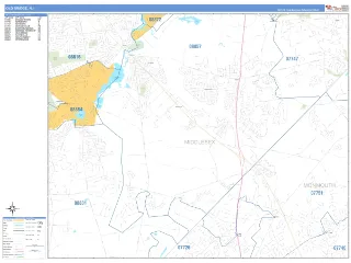 Old Bridge, NJ Business Reference style ZIP Code wall map