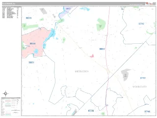 Old Bridge, NJ Classic style ZIP Code wall map