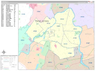 Paterson, NJ Classic style ZIP Code wall map