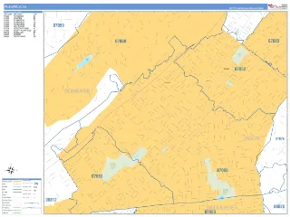 Plainfield, NJ Business Reference style ZIP Code wall map