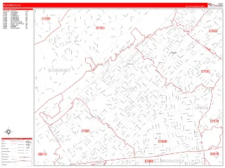 Plainfield, NJ RedLine style ZIP Code wall map