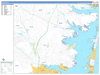 Toms River, NJ Business Reference style ZIP Code wall map