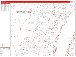 Union City, NJ RedLine style ZIP Code wall map