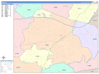 Union, NJ ColorCast style ZIP Code wall map