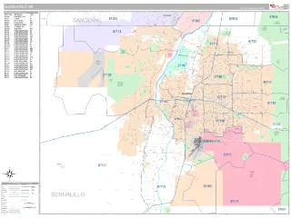 Albuquerque, NM Classic style ZIP Code wall map
