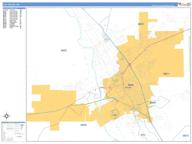 Las Cruces, NM ZIP Code Wall Map, Business Reference style