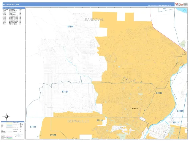 Rio Rancho, NM ZIP Code Wall Map, Business Reference style