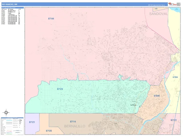 Rio Rancho, NM ZIP Code Wall Map, ColorCast style