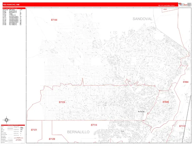 Rio Rancho, NM ZIP Code Wall Map, RedLine style