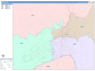 Santa Fe, NM ColorCast style ZIP Code wall map