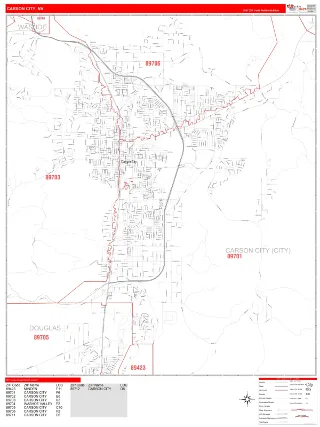 Carson City, NV RedLine style ZIP Code wall map