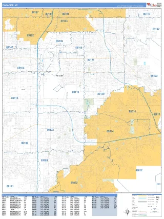 Paradise, NV Business Reference style ZIP Code wall map