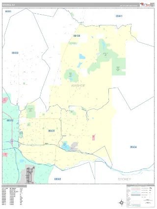 Sparks, NV Classic style ZIP Code wall map