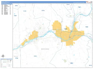 Binghamton, NY Business Reference style ZIP Code wall map