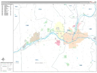 Binghamton, NY Classic style ZIP Code wall map