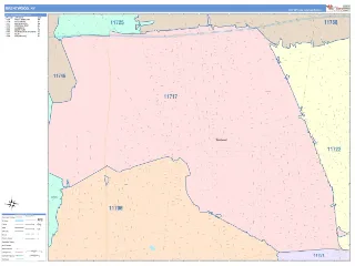 Brentwood, NY ColorCast style ZIP Code wall map
