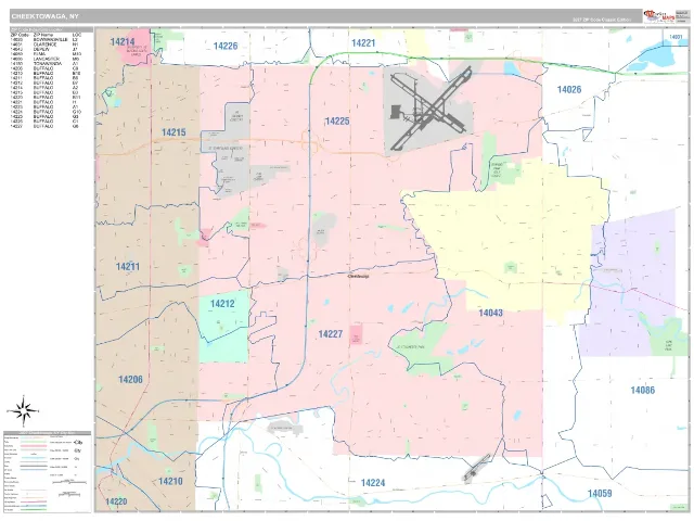 Cheektowaga, NY ZIP Code Wall Map, Classic style