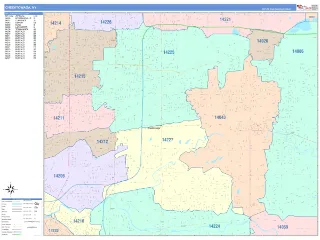 Cheektowaga, NY ColorCast style ZIP Code wall map
