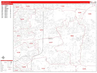 Cheektowaga, NY RedLine style ZIP Code wall map