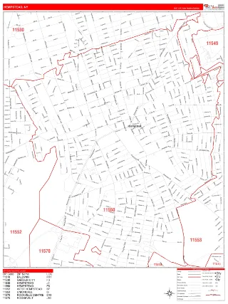 Hempstead, NY RedLine style ZIP Code wall map