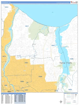 Irondequoit, NY Business Reference style ZIP Code wall map