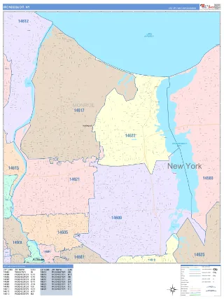 Irondequoit, NY ColorCast style ZIP Code wall map