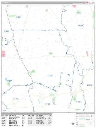Levittown, NY Classic style ZIP Code wall map