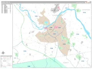 Schenectady, NY Classic style ZIP Code wall map