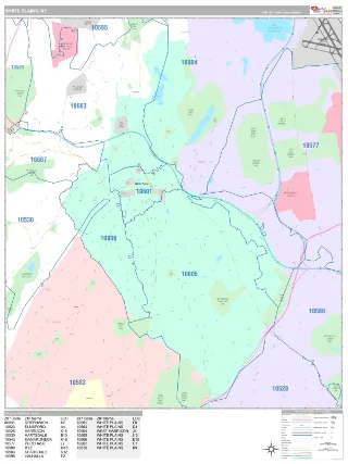 White Plains, NY Classic style ZIP Code wall map
