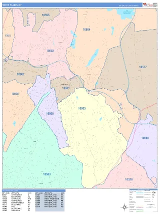 White Plains, NY ColorCast style ZIP Code wall map