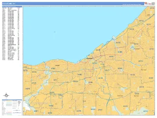 Cleveland, OH Business Reference style ZIP Code wall map