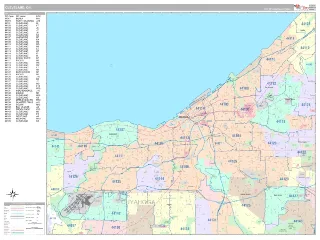 Cleveland, OH Classic style ZIP Code wall map