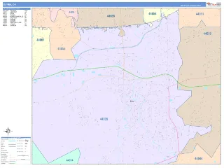 Elyria, OH ColorCast style ZIP Code wall map