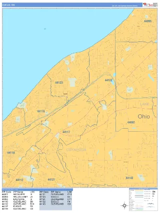 Euclid, OH Business Reference style ZIP Code wall map