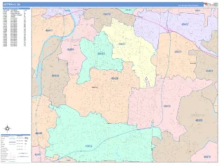 Kettering, OH ColorCast style ZIP Code wall map