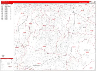 Kettering, OH RedLine style ZIP Code wall map