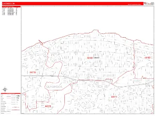Lakewood, OH RedLine style ZIP Code wall map