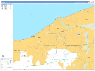 Lorain, OH Business Reference style ZIP Code wall map